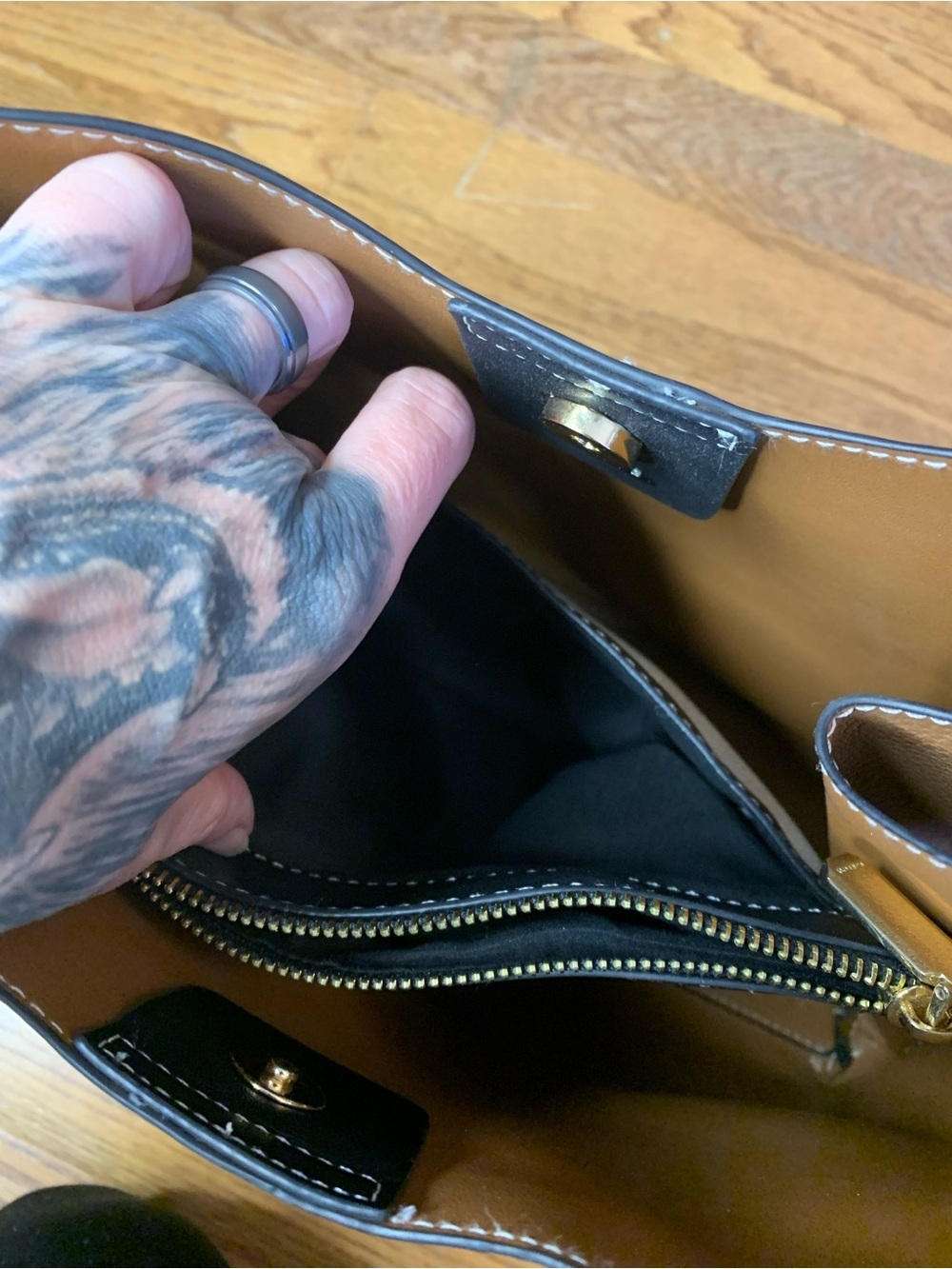 Parfois Tan & Black Two-Tone Faux Leather Tote Bag - Picture 9 of 15